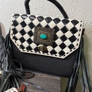 Black and White Checkered Women's Bag
